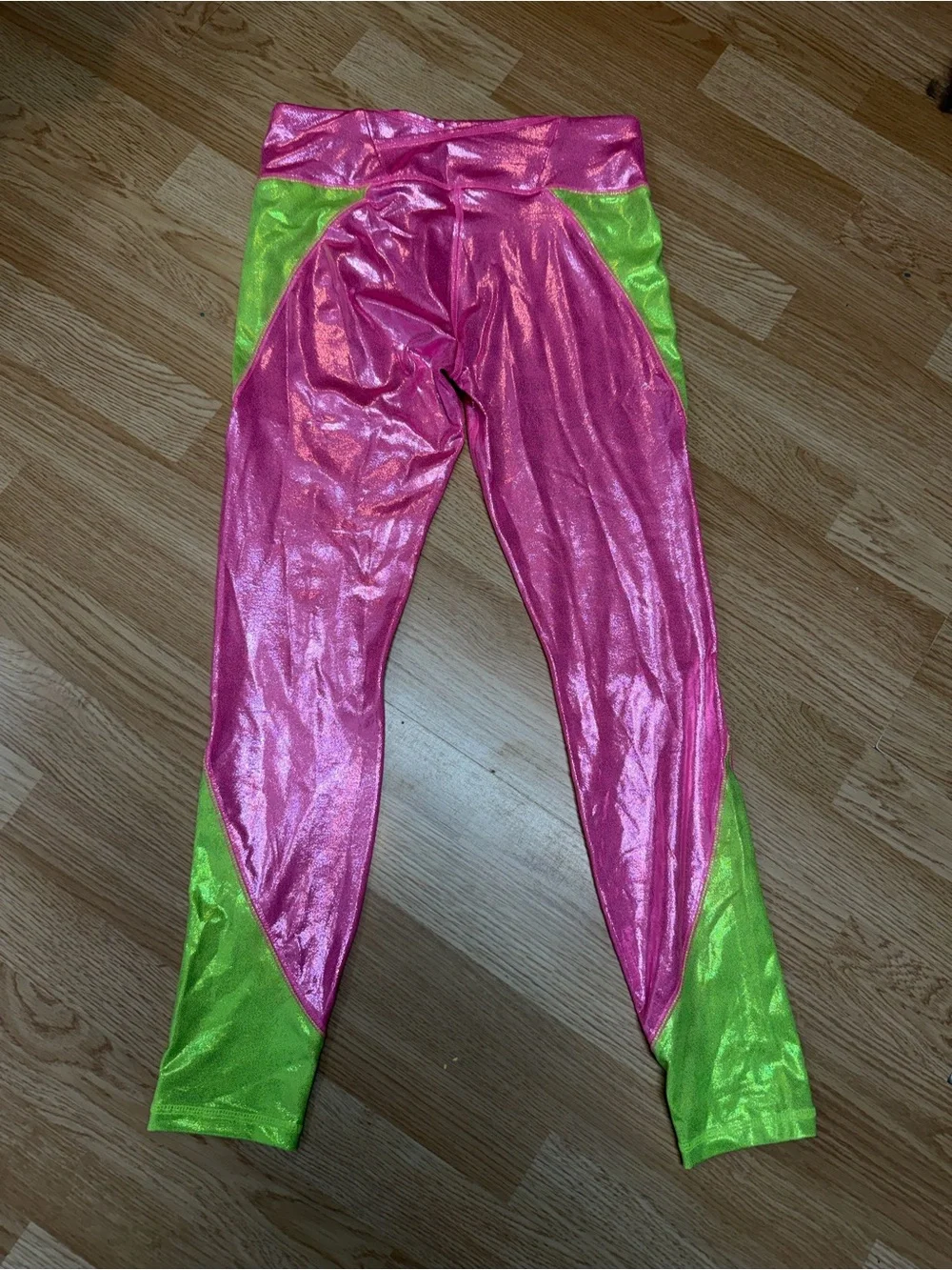 Justice XL Pink Green Metallic Leggings Girls